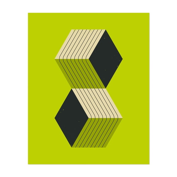 Cubes (2) - Digital Art Geometric Modern Art Abstract Minimalist Pattern Mid-Century Modern Vintage Unframed Wall Art Print 18 x 24 inches