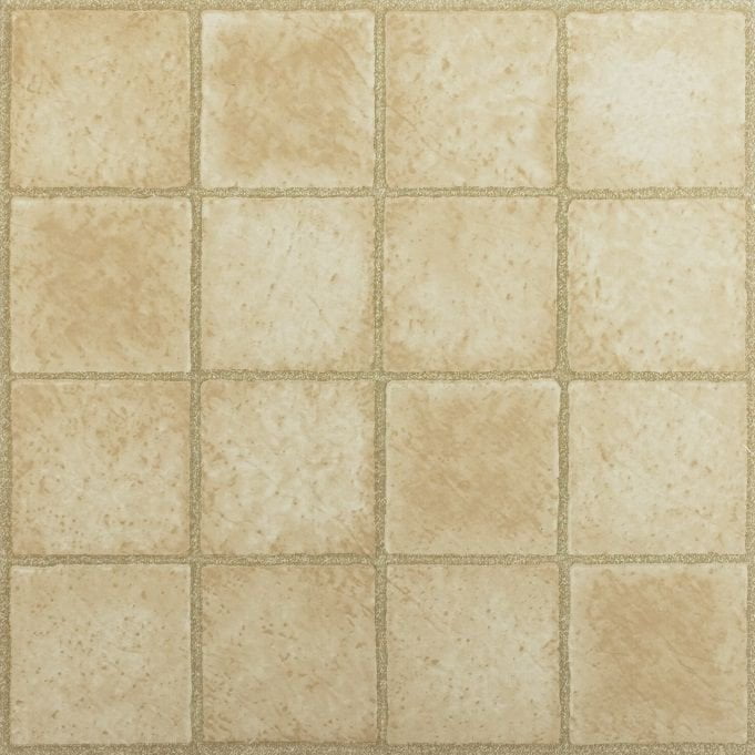 Cubes Beige Stones Stone Vinyl Floor Tiles Self Stick Peek Flooring  12'' x 12'' 2-Pack (40 Pieces)