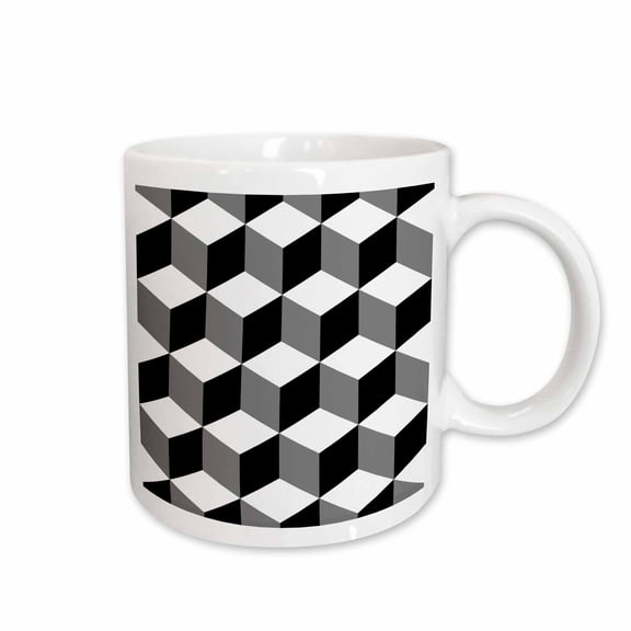 3drose, Cubes Design in Black, White and Gray., 11oz Mug