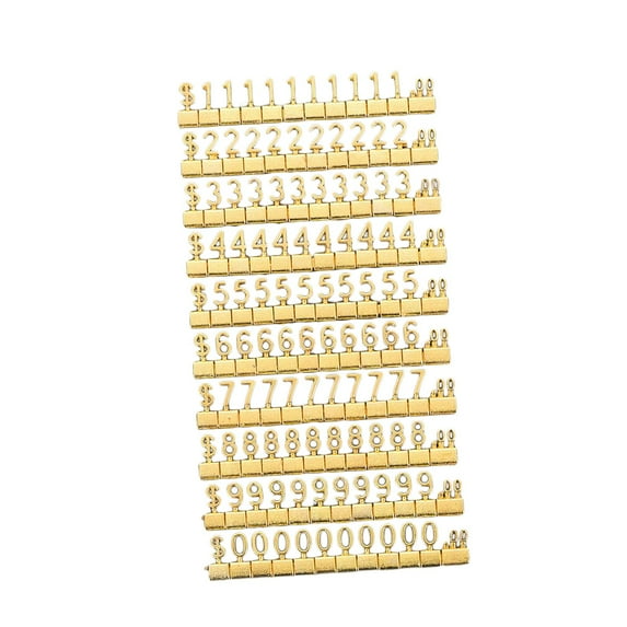 Cubes Price Display Tags Portable Adjustable Reusable Digital Price Tag Pricemarker Labels for Office Restaurant Rings Golden
