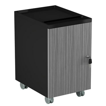 Cubespace One Drawer File Cabinet, Mini Storage Cabinet with Adjustable Shelf, Office Locking Filing Cabinet, Pre-Assembled (Black+Gray)