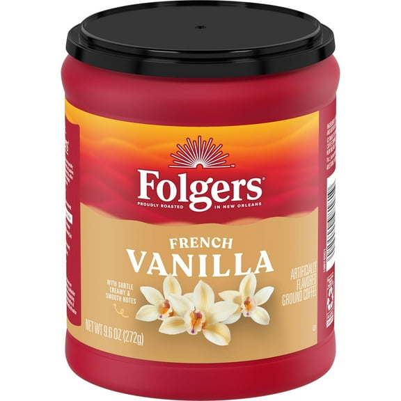 Pack of 2 - Folgers French Vanilla Flavored Ground Coffee, 9.6 Ounce