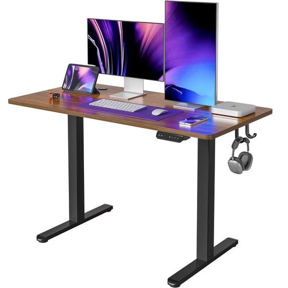CubiCubi 48'' x 24'' Height Adjustable Electric Standing Desk Sit Stand Home Office Desk with Splice Board, Espresso