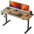 thumbnail image 1 of CubiCubi 55" Electric Standing Desk Height Adjustable Table, Ergonomic Home Office Furniture with Splice Board, Rustic Brown, 1 of 7