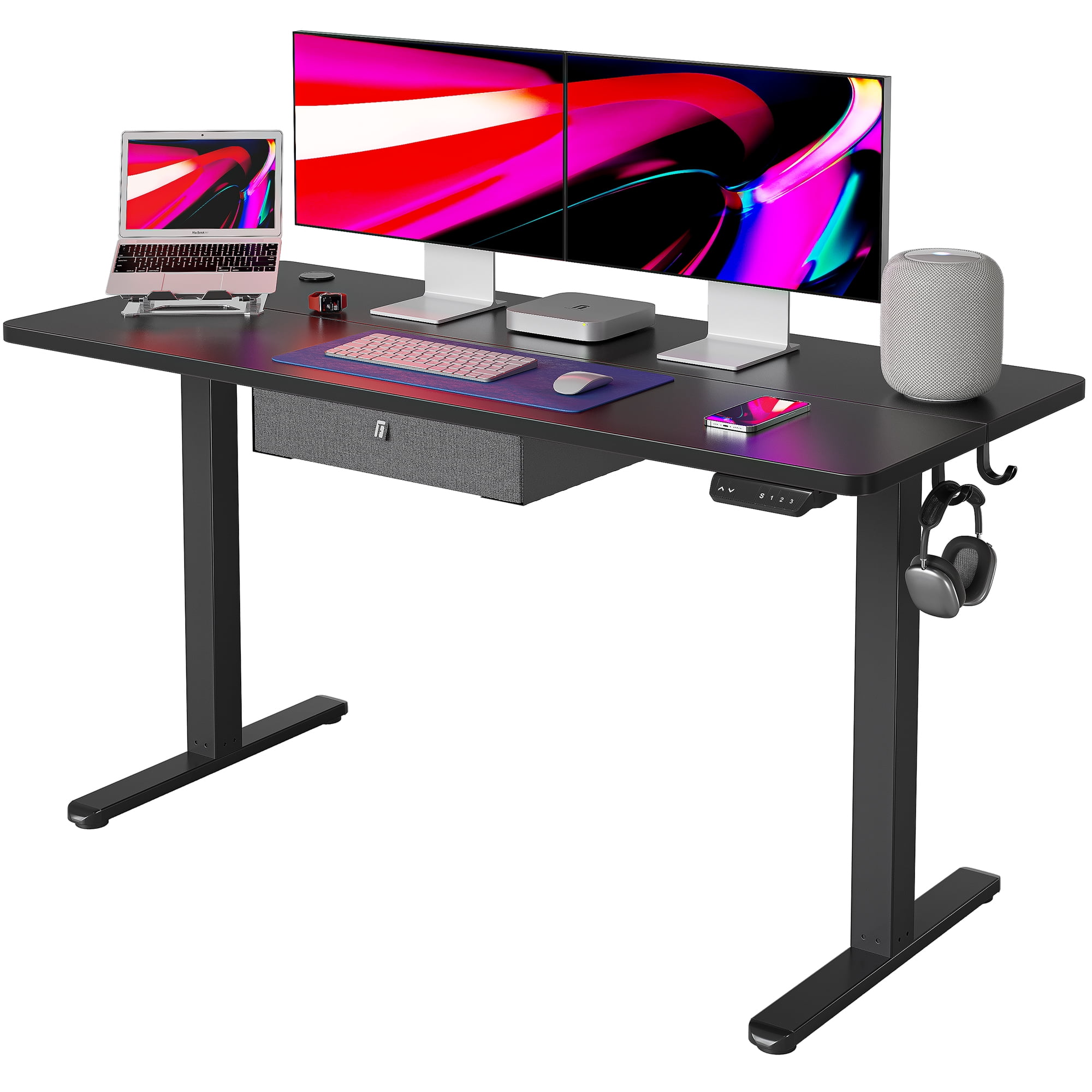 CubiCubi 55 inch Standing Desk with Drawer Adjustable Height Electric Desk Black Walmart