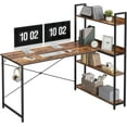 CubiCubi 55 x 20inch Computer Corner Desk with Storage Shelves, Small L