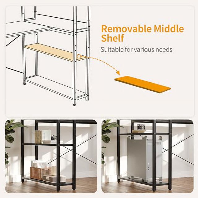 CubiCubi Computer Corner Desk with Storage Shelves, 47 Inch Reversible