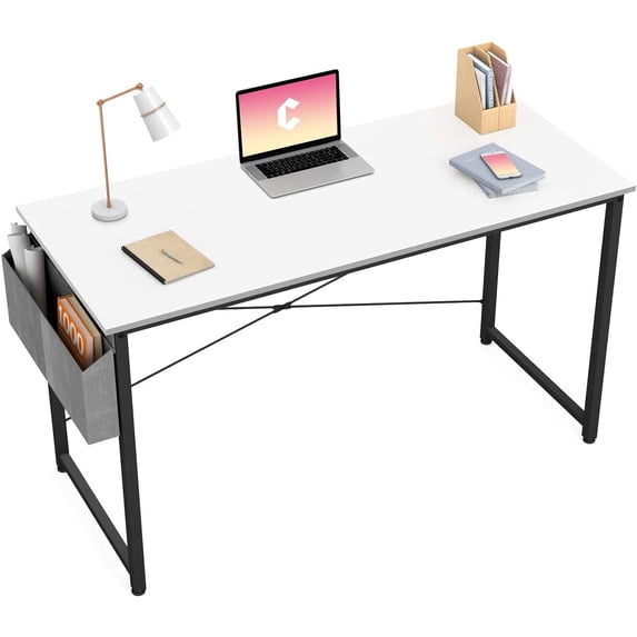 CubiCubi Computer Desk 32 inch Home Office Desk with Storage Bag, White Finish