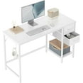thumbnail image 1 of CubiCubi Computer Desk with 2 Drawers, 47 Inch Small Home Office Desk Study Writing Table, Pure White, 1 of 16