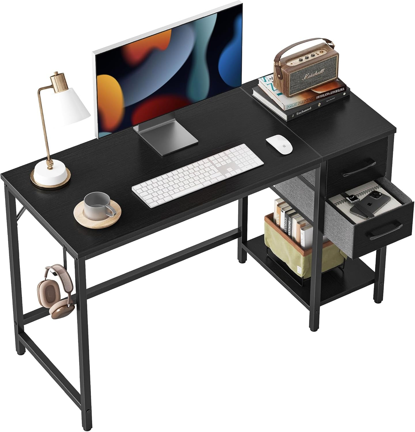 CubiCubi Computer Home Office Desk with 2 Drawers, 40 Inch Small Desk