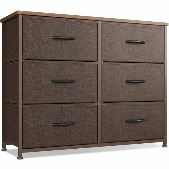 CubiCubi Dresser for Bedroom 6 Drawer Dresser for Bedroom Hallway Kids, Brown
