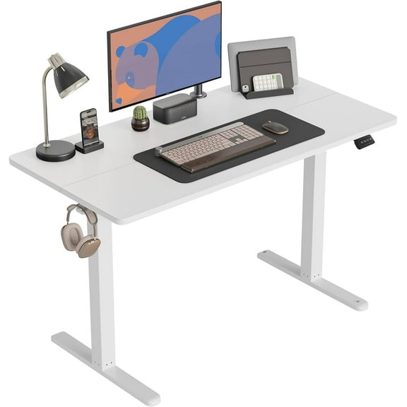 CubiCubi Electric Standing Desk, 40 x 24 Inches Height Adjustable Sit Stand Desk, Ergonomic Home Office Computer Workstation, Light Rustic Brown