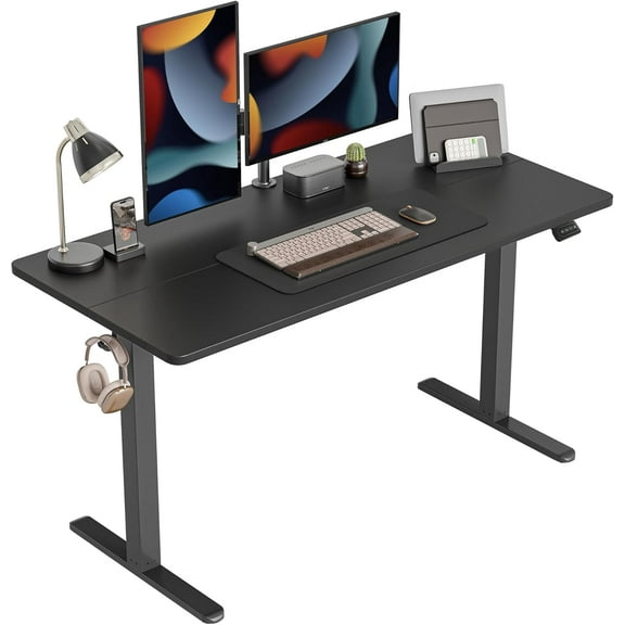 CubiCubi Electric Standing Desk, 55 x 24 Inches Height Adjustable Sit Stand Desk, Ergonomic Home Office Computer Workstation, Black