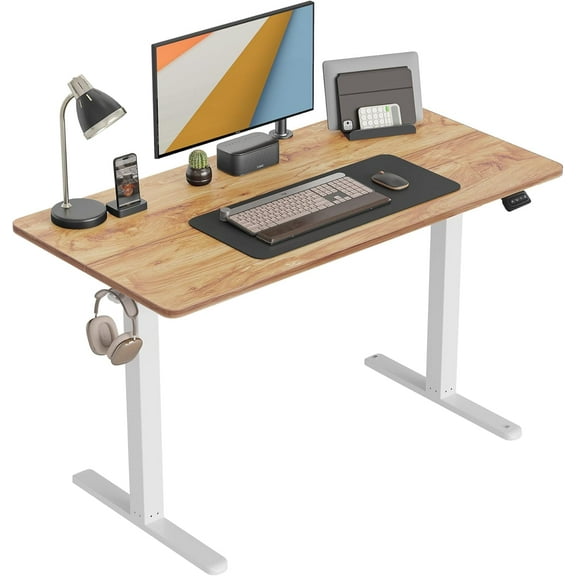 CubiCubi Electric Standing Desk, 55 x 24 Inches Height Adjustable Sit Stand Desk, Ergonomic Home Office Computer Workstation, Black