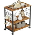 thumbnail image 1 of CubiCubi Kitchen Cart with 3 Tier Storage, Baker Rack with Wheels and 10 Hooks, Rolling Microwave Stand and Cabinet, Rustic Brown, 1 of 7