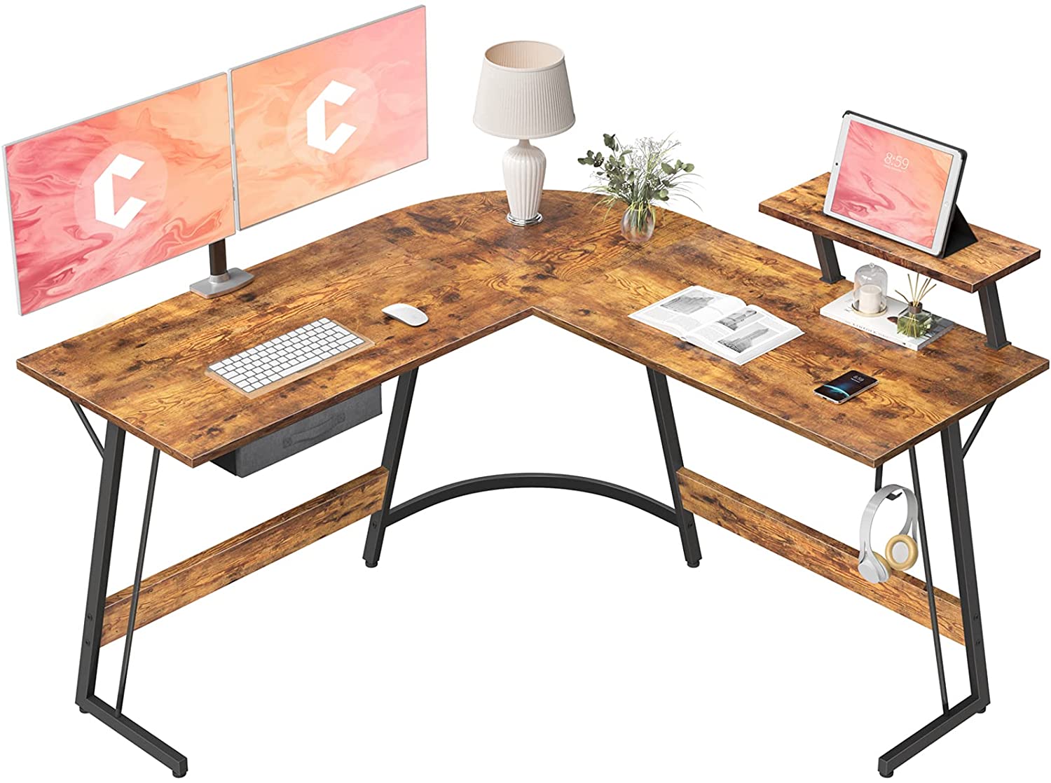 Alaterre Claremont Rustic 23 in Wood Portable Computer Desk with 2 File ...