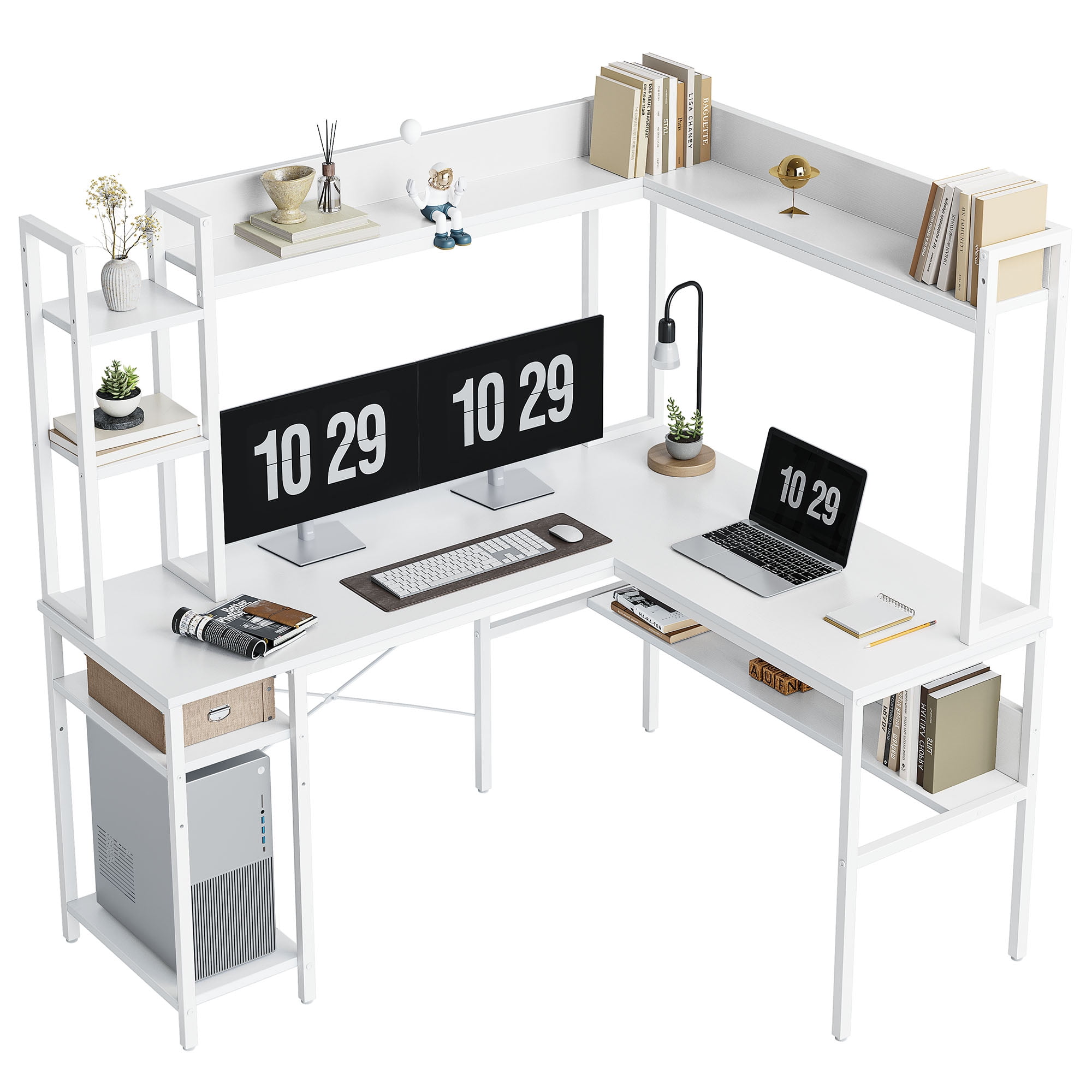 L shaped corner computer desk with hutch discount