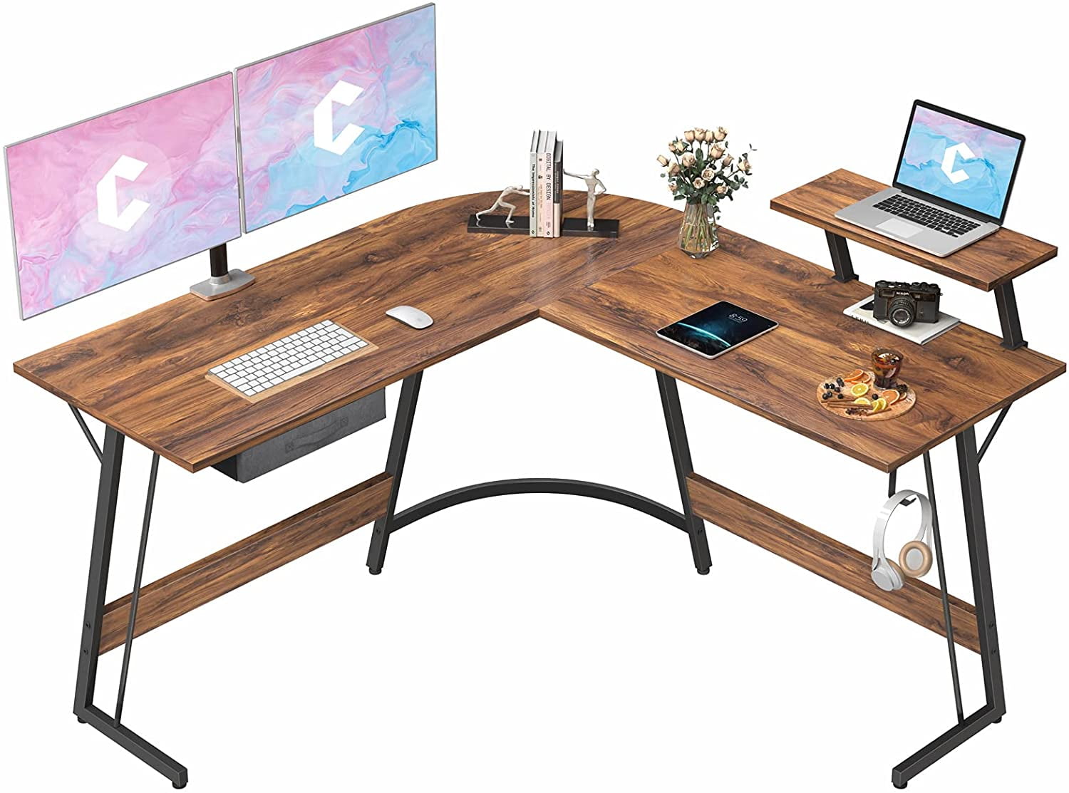 LITTLE TREE L-Shaped Computer Desk, Extra Large, Brown