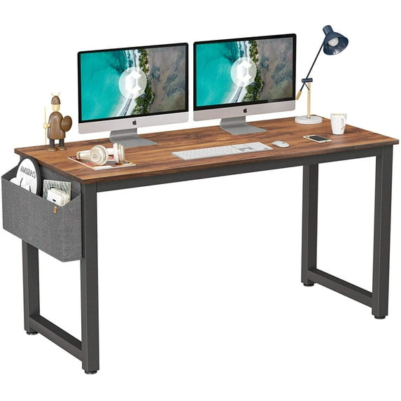CubiCubi Modern Computer Desk with Extra Strong Legs, Sturdy Office Desk for Home Office, Simple Style Writing Desk, 55",Dark Brown