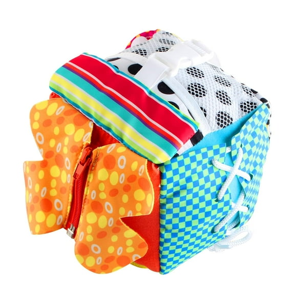Cubic Activity Learning Toy with Zippers, Latches, Buckles, Laces, Snaps, Buttons and More - Perfect for Toddlers at Home, on Airplanes, Cars or Travel