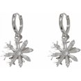 thumbnail image 1 of Cubic Ziconia Snowflake Dangle Hoop Earrings for Women Sparkling Crystal Winter Flower Dangling Charm Huggie Hoops Statement Earrings for Christmas, 1 of 9