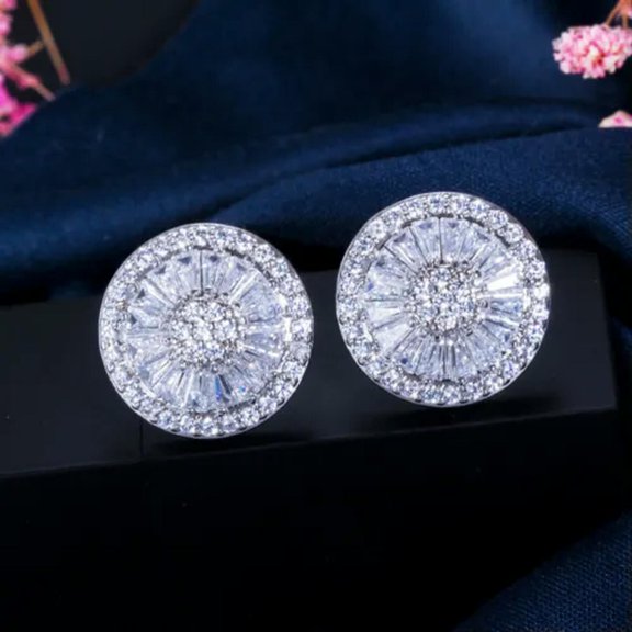 Cubic Zircon Adjustable Bracelet Earrings Pendent Ring Silver Plated Jewelry Set