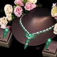 thumbnail image 1 of Cubic Zircon Flower Leaf Dangle Necklace Earrings Set White Gold Plated Jewelry, 1 of 9