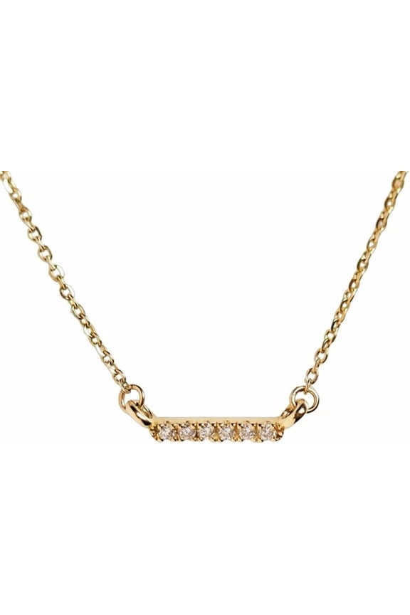 Cubic Zircon Gemstone Pendant Necklace, Natural Cubic Zircon Necklace, CZ BAR Necklace, April Birthstone, Womens Pendant Necklace, Gold Plated, 925 Sterling Silver Necklace, Wedding, Anniversary