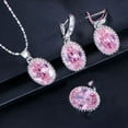 thumbnail image 1 of Cubic Zircon Oval Amerian Crystal Women CZ Earrings Necklace Rings Jewelry Set, 1 of 8
