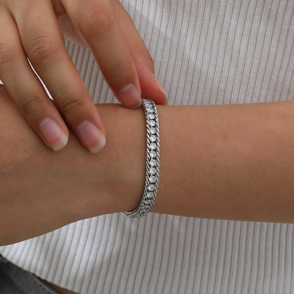 Cubic Zircon Tennis Bracelets for Women 18k Gold Plated Trendy Link Chain Tennis Bracelet Jewelry Gifts, Adjustable