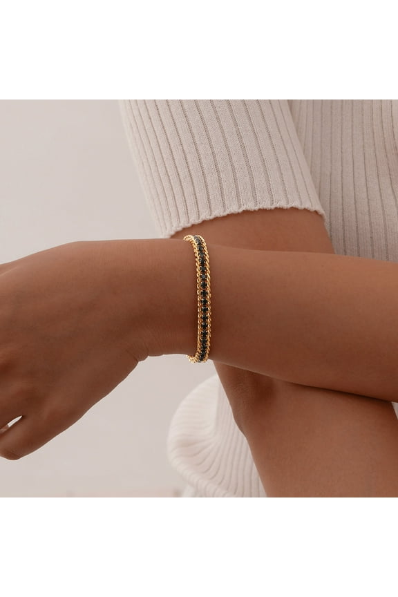 Cubic Zircon Tennis Bracelets for Women 18k Gold Plated Trendy Link Chain Tennis Bracelet Jewelry Gifts, Adjustable