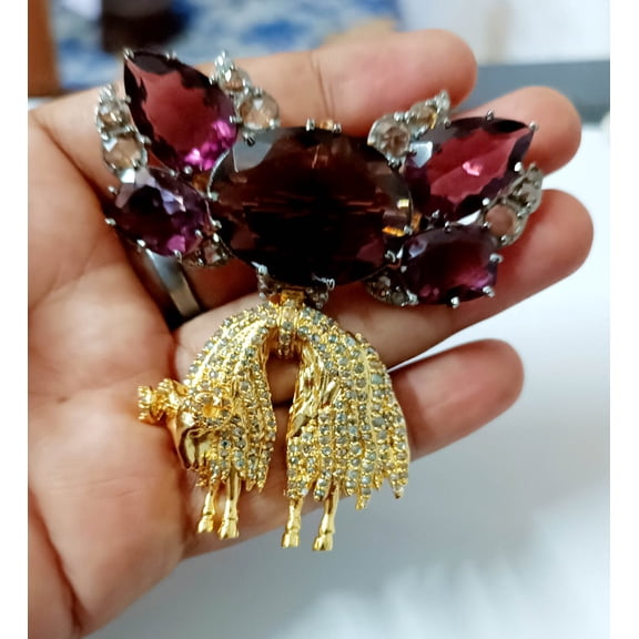 Cubic Zircon Topaz 925 Silver Brooch Replica Brooch Wedding Love Gift