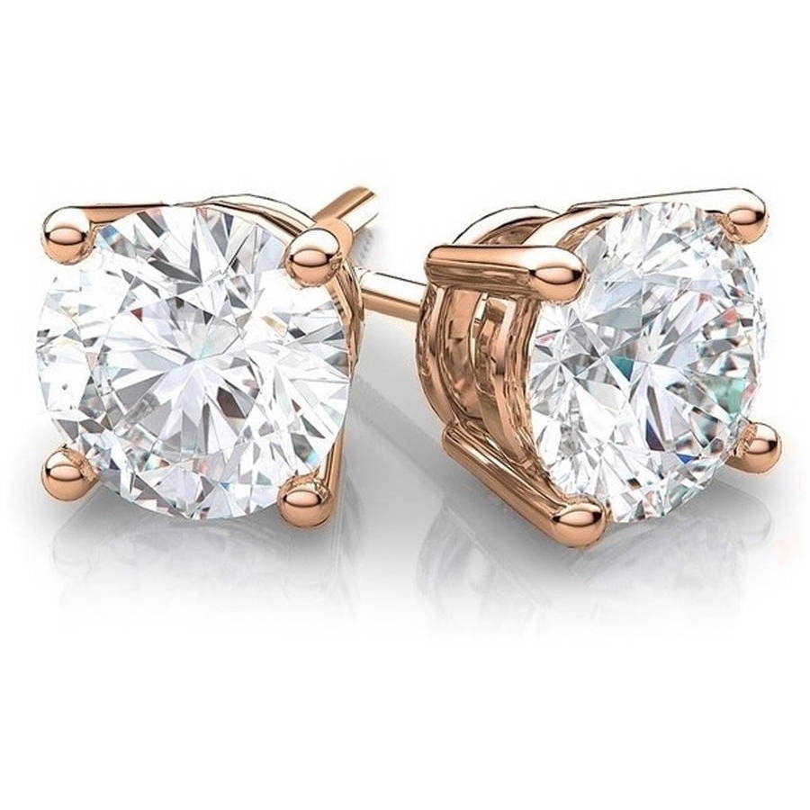 Cubic Zirconia 14kt Rose Gold Stud Earrings
