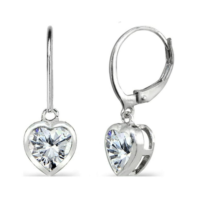 Cubic Zirconia Bezel Set Lever Back Earrings Sterling Silver 6mm Teens Cubic Zirconia Bezel Set Lever Back Earrings Sterling Silver 6mm Teens