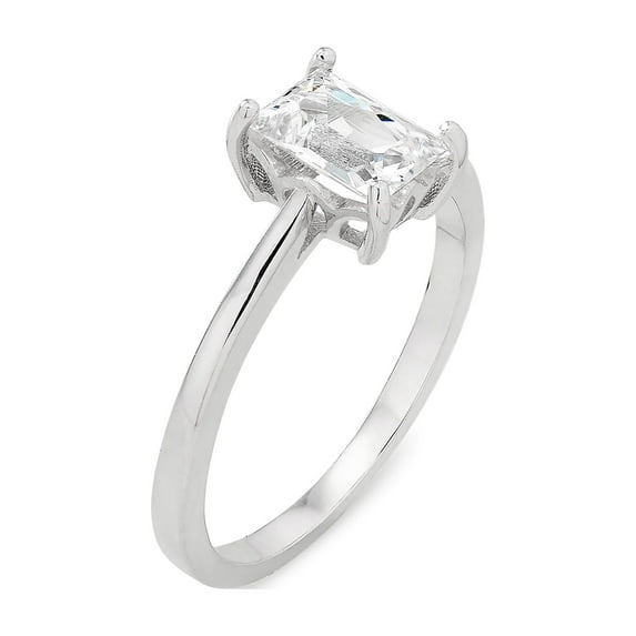 Cubic Zirconia Baguette Cut Ring in Sterling Silver