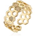thumbnail image 1 of Cubic Zirconia Bee Honeycomb Ring Open Engagement Statement Wedding Stacking Finger Rings Adjustable Fashion Diamond Crystal Unique Thumb Ring Cute Jewelry for Women Men, 1 of 6