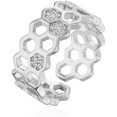 thumbnail image 1 of Cubic Zirconia Bee Honeycomb Ring Open Engagement Statement Wedding Stacking Finger Rings Adjustable Fashion Diamond Crystal Unique Thumb Ring Cute Jewelry for Women Men, 1 of 12