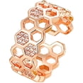 thumbnail image 1 of Cubic Zirconia Bee Honeycomb Ring Open Engagement Statement Wedding Stacking Finger Rings Adjustable Fashion Diamond Crystal Unique Thumb Ring Cute Jewelry for Women Men, 1 of 10