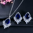 thumbnail image 1 of Cubic Zirconia Big Teardrop Necklace Earring Set Women Silver Plated Red Jewelry, 1 of 9