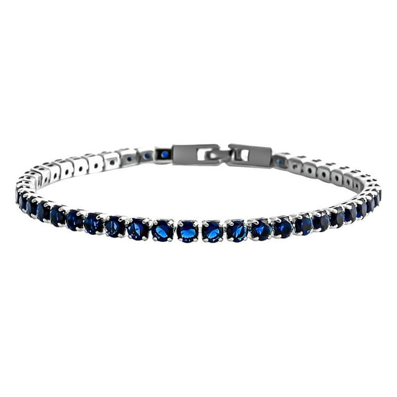 Cubic Zirconia Blue Tennis Bracelet for Women Stackable Wedding Jewelry for Bride Gifts for Women 8" Ct 6.6 Birthday Gifts