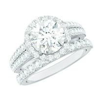 Rosec Jewels Cubic Zirconia Bridal Ring Set (AAAA Grade Certified) - Halo Engagement Ring with Wedding Band - with Jewelry Box, 925 Sterling Silver, US 4.00