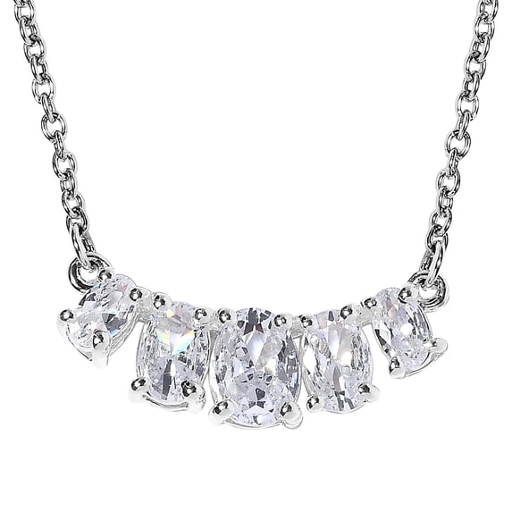 Cubic Zirconia CZ Mix Stainless Steel 925 Sterling Silver Necklace for Women Jewelry for Women Size 18" Ct 1.23 Birthday Christmas Gifts