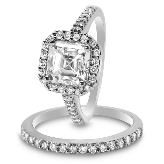 Cubic Zirconia CZ Sterling Silver Wedding Engagement Ring for Women