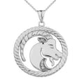 thumbnail image 1 of Cubic Zirconia Capricorn Zodiac In Rope Pendant Necklace In Sterling Silver :  Pendant with 16" chain, 1 of 1