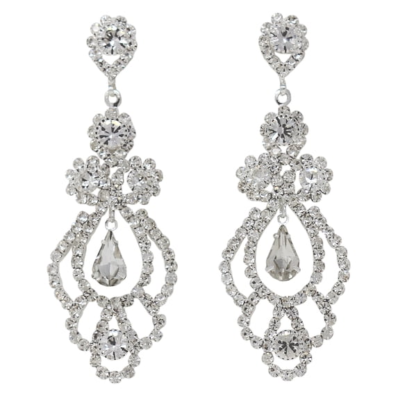 Cubic Zirconia Chandelier Earrings, 2.125 Inches