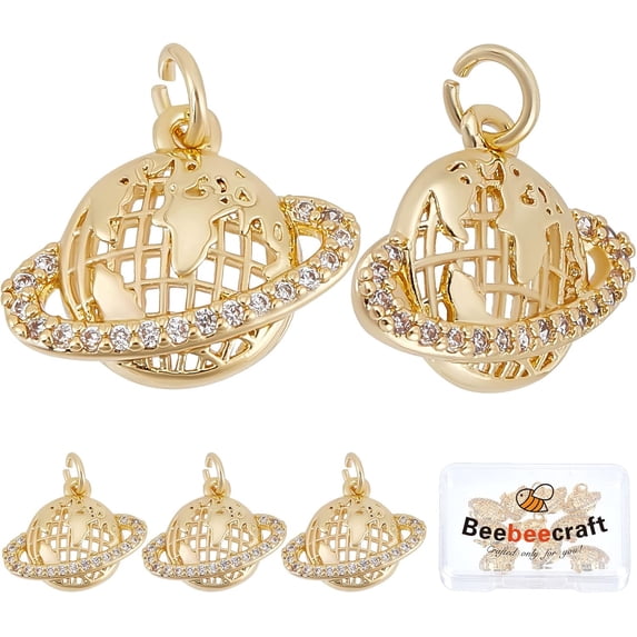 10Pcs Brass Micro Pave Clear Cubic Zirconia Charms