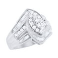 thumbnail image 1 of AFFY Cubic Zirconia Cluster Engagement Ring in 14k White Gold Over Sterling Silver (1 Cttw) Size - 11, 1 of 1