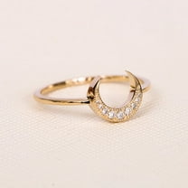 Cubic Zirconia Crescent Ring, 925 Sterling Silver Ring, Minimalist Ring, Moon Shape Ring, Promise Ring Gift For Her Handmade Fine Jewelry .