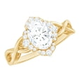thumbnail image 1 of Rosec Jewels Cubic Zirconia Crossover Engagement Ring, Nature Inspired Floral Ring (AAAA Quality), 10K Yellow Gold, US 11.00, 1 of 9
