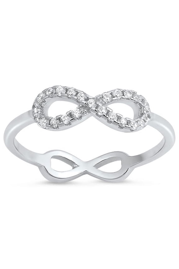 Cubic Zirconia Double Infinity Ring Sterling Silver
